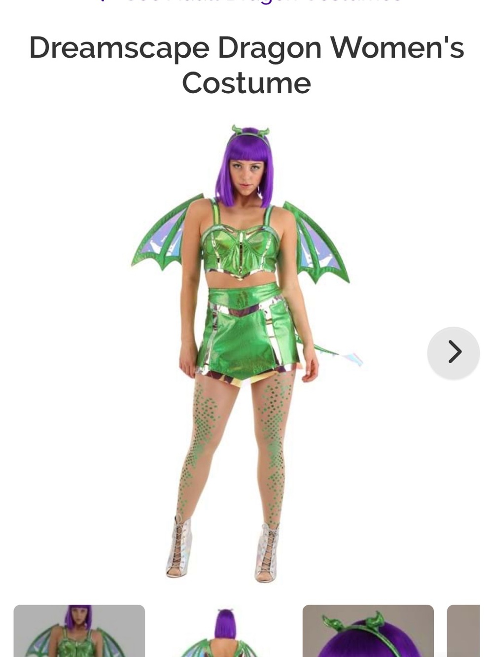 Green Dragon Wings Costume Set for women’s- Shiny Two-Piece - Picture 6 of 8